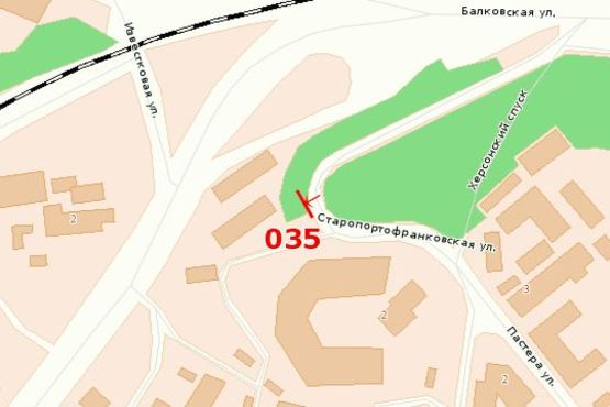 Схема рекламної площини за адресою ул. Пастера - ул. Старопортофранковская