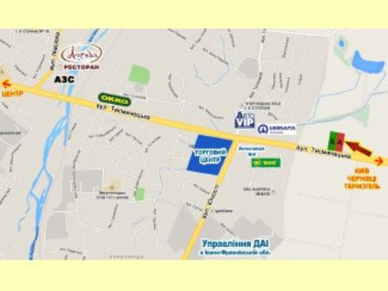 Схема рекламной плоскости по адресу Тисминецька     перед знаком Івано-Франківськ (правий)