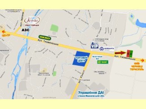 Схема рекламной плоскости по адресу Тисминецька     перед знаком Івано-Франківськ (правий)