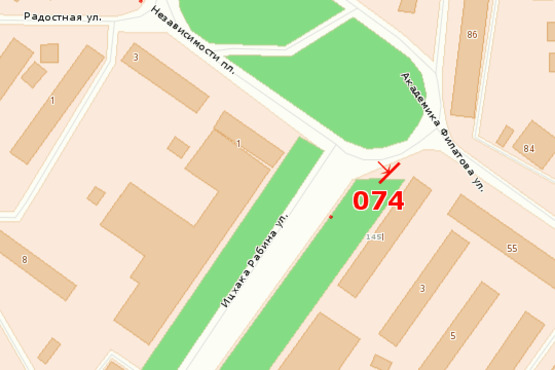 Схема рекламної площини за адресою пл. Независимости - ул. Филатова