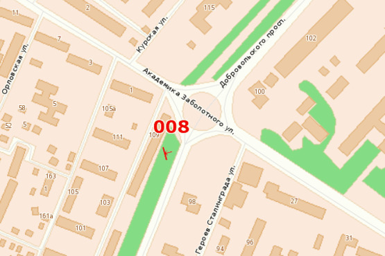 Схема рекламної площини за адресою пр-т Добровольского - ул. Заболотного