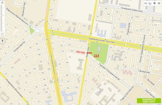 Схема рекламної площини за адресою ул. Краснова, 4 (напротив)