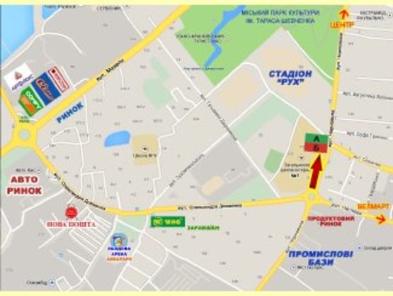 Схема рекламной плоскости по адресу Чорновола (центр.стадіон)