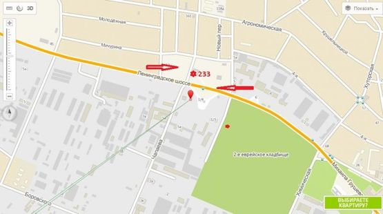 Схема рекламної площини за адресою Ленинградское шоссе, 7 (напротив)