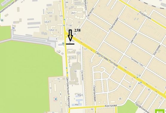 Схема рекламной плоскости по адресу ул. Гастелло - ул. Щорса, 125/4 (напротив)