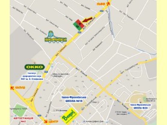 Схема рекламной плоскости по адресу Галицька     перед знаком Ів.-Франк. (правий)