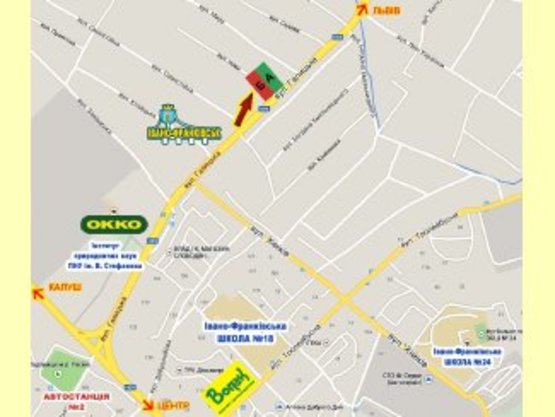 Схема рекламної площини за адресою Галицька     перед знаком Ів.-Франк. (правий)