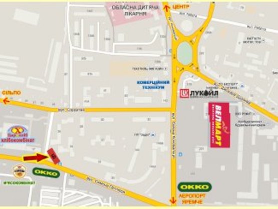 Схема рекламної площини за адресою Петлюри(хлібокомбінат) нижній           навпроти ОККО