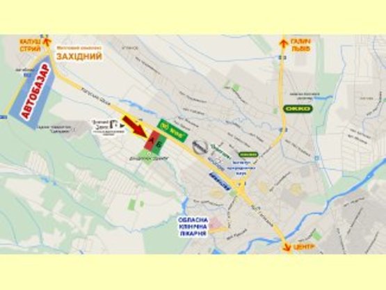 Схема рекламной плоскости по адресу Калуське шосе (зупинка)     навпроти WOG     вїзд