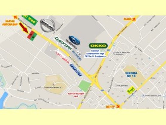 Схема рекламной плоскости по адресу Калуське шосе (знак Угринів)