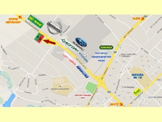 Схема рекламной плоскости по адресу Калуське шосе (знак Угринів)             перед WOG      виїзд