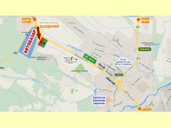 Схема рекламной плоскости по адресу Калуське шосе (АВТОБАЗАР) №1          освітлення