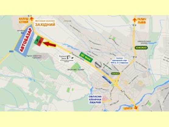 Схема рекламної площини за адресою Калуське шосе (АВТОБАЗАР) №1          освітлення