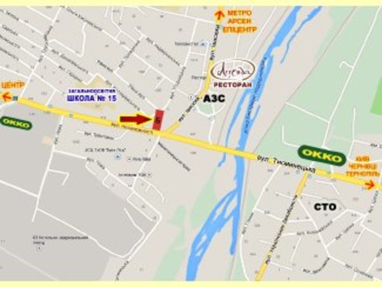 Схема рекламной плоскости по адресу Черніїв траса Ів.-Франківськ-Буковель  (перед знаком Івано-Франківськ)