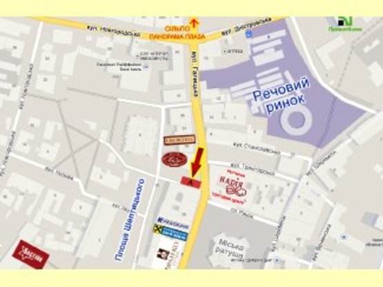Схема рекламной плоскости по адресу площа Ринок (міська Ратуша)      нижній