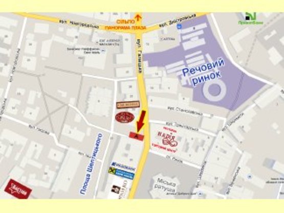 Схема рекламной плоскости по адресу площа Ринок (міська Ратуша)      верхній