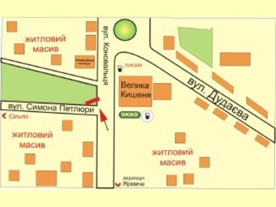 Схема рекламной плоскости по адресу Коновальця-Петлюри,напроти ОККО (ГМ "Велмарт")