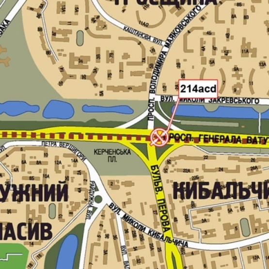 Схема рекламной плоскости по адресу Ватутина Ген. просп., 22 - бул. Перова (на разделителе, АЗС "WOG", Салон Moto GP, в направлении Московского просп.) призма