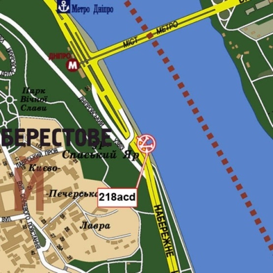 Схема рекламной плоскости по адресу Набережное шоссе, эл. опора 27 (600 до ст. м. Днепр, в направлении ул. Набережно-Крещатицкой), призма