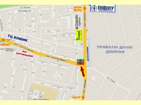 Схема рекламной плоскости по адресу Івасюка-Хоткевича                перехрестя