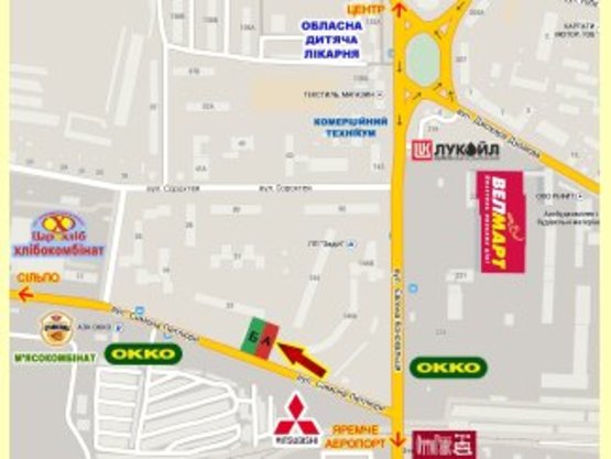 Схема рекламной плоскости по адресу Петлюри (ресторан "Чорний лицар")      Велмарт