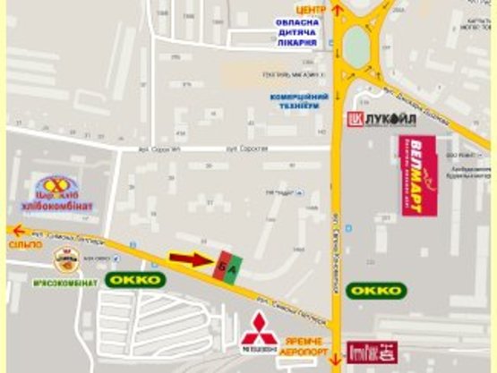 Схема рекламной плоскости по адресу Петлюри (ресторан "Чорний лицар")      Велмарт