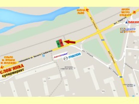 Схема рекламной плоскости по адресу Набережна навпроти маг. Автогама