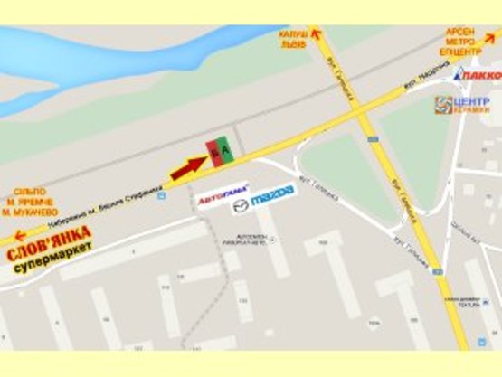 Схема рекламной плоскости по адресу Набережна навпроти маг. Автогама