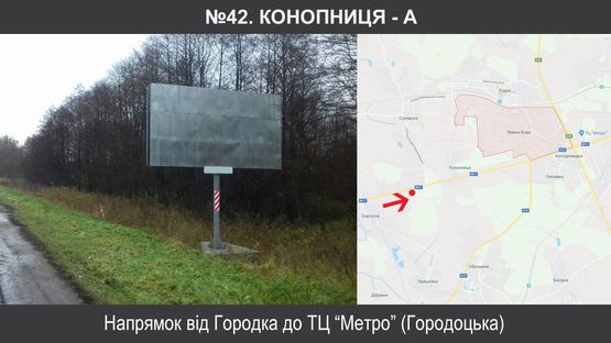 Схема рекламної площини за адресою Конопниця до Львова (від Городка)
