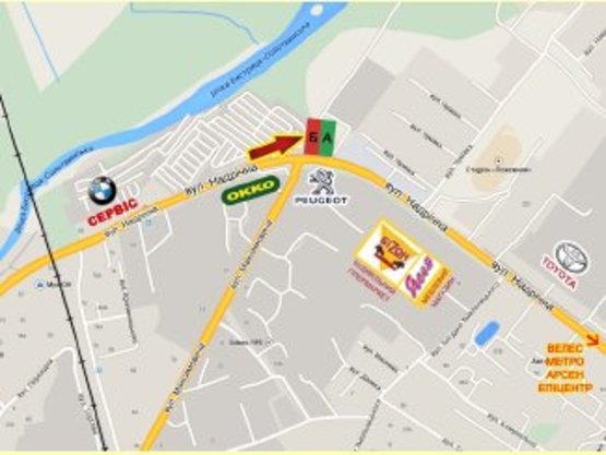 Схема рекламної площини за адресою Надрічна навпроти Максимовича