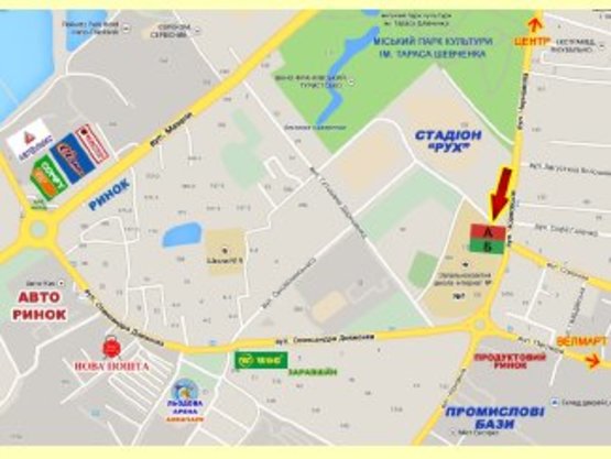 Схема рекламной плоскости по адресу Чорновола (центр.стадіон)