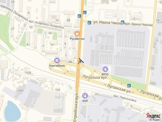 Схема рекламной плоскости по адресу вул.Стрийська-вул.Луганська, зїзд з шляхопроводу