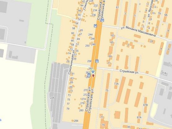 Схема рекламной плоскости по адресу вул.Стрийська 262, біля комплексу Формула Краси, до центру