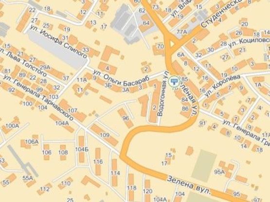 Схема рекламной плоскости по адресу вул.Зелена 78-вул.Водогінна-вул.О.Басараб, верхній