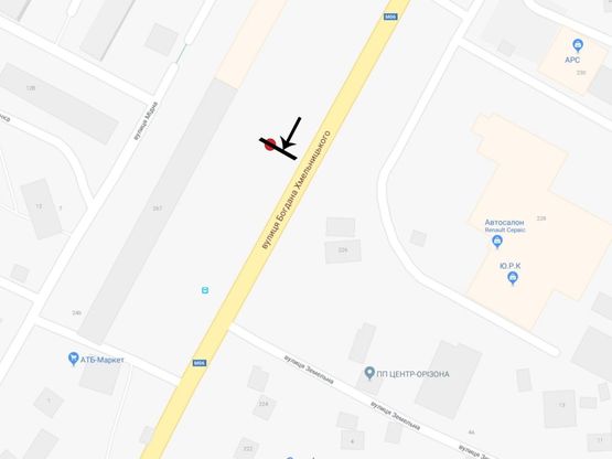 Схема рекламной плоскости по адресу вул.Б.Хмельницького, 267, навпроти автосалону Renault