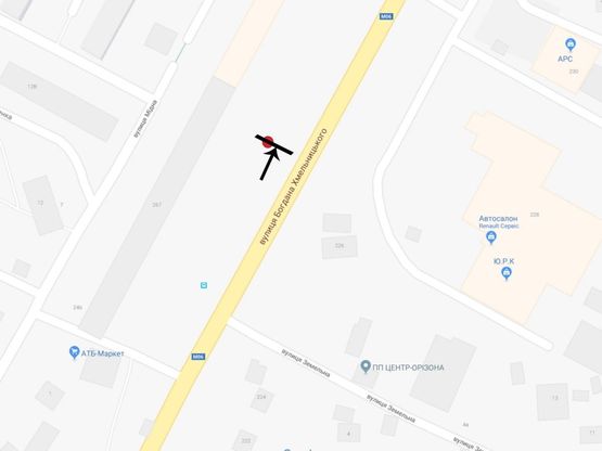 Схема рекламной плоскости по адресу вул.Б.Хмельницького, 267, навпроти автосалону Renault