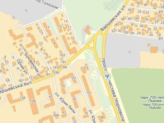 Схема рекламной плоскости по адресу пр.Чорновола 101, Арсен, Рукавичка, до центру