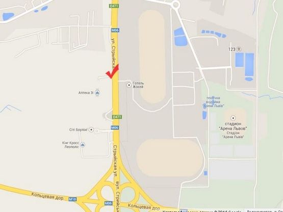 Схема рекламной плоскости по адресу вул.Стрийська,350, Радар-сервіс,до Кінг Кросс