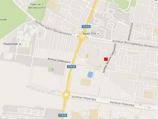 Схема рекламной плоскости по адресу вул.Симоненка 2, до вул. В.Великого