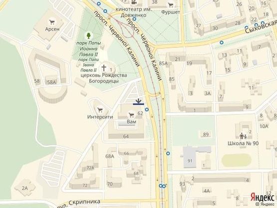 Схема рекламной плоскости по адресу пр.Червоної Калини 62, ТЦ ВАМ, праворуч від бокового входу