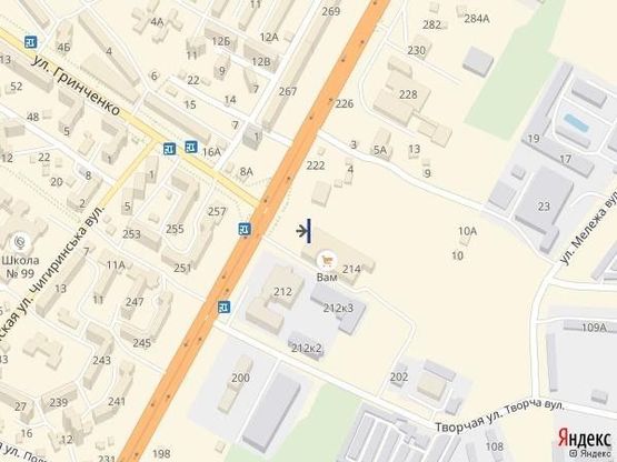 Схема рекламной плоскости по адресу вул.Б.Хмельницького 214, ліворуч від входу