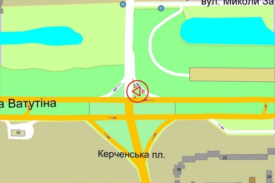 Схема рекламной плоскости по адресу Ватутина проспект / Маяковского проспект (тр.развязка)