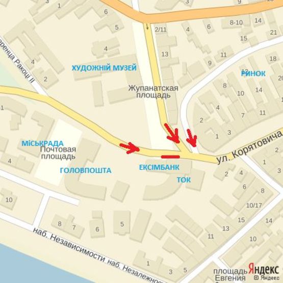 Схема рекламної площини за адресою перехрестя вул.Довженка-пл.Жупанатська1- вул.Корятовича