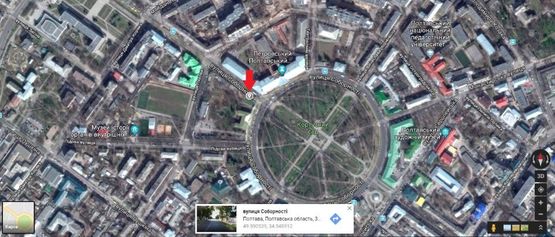 Схема рекламной плоскости по адресу г. Полтава ул Соборности,37 центр города размер 2*4 №3