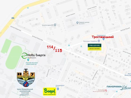Схема рекламной плоскости по адресу Набережна - Берегова