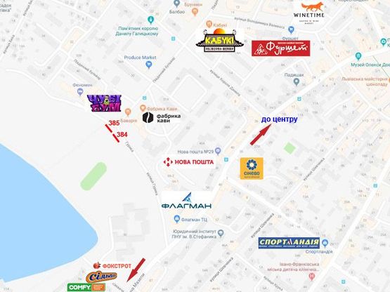 Схема рекламной плоскости по адресу Південний бульвар - Романа Гурика - Мазепи