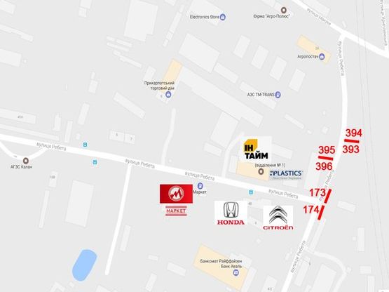 Схема рекламной плоскости по адресу Ребета