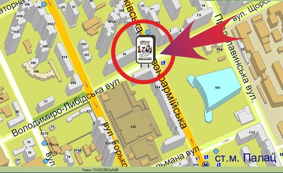 Схема рекламної площини за адресою Вул. Володимиро-Либідська / Вул. Червоноармійська, 114 ("Одеса")