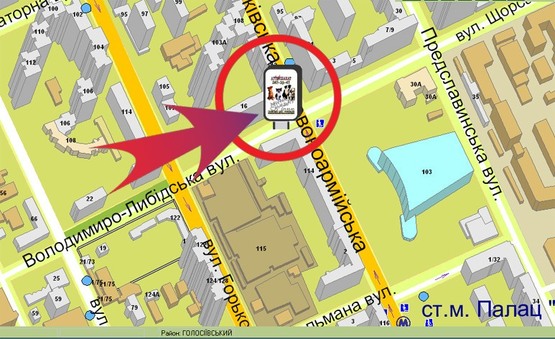 Схема рекламной плоскости по адресу Вул. Володимиро-Либідська / Вул. Червоноармійська, 114 ("Одеса")