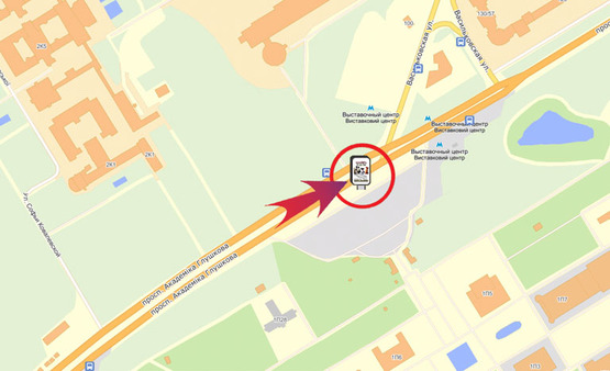 Схема рекламной плоскости по адресу Пр-т. Глушкова, НВЦ №1 (біля Метро "ВЦ")